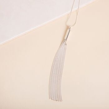 Silver Colour Flat Tassel Long Necklace, 3 of 3