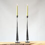 11th Anniversary Gift Tall Steel Elegant Taper Candle Holder. Hand Shaped Curved Handle Design, thumbnail 4 of 11