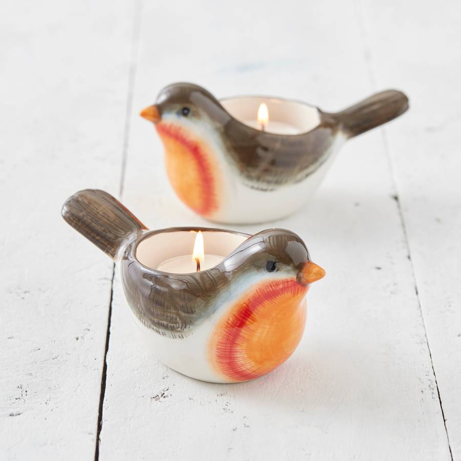 robin christmas tea light holder by the christmas home