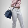 Small Navy Blue Doctor Bag Crossbody Handheld, thumbnail 4 of 8