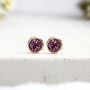 Yellow Gold Plated February Amethyst Birthstone Stud Earrings, thumbnail 1 of 8