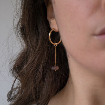 Agate Hoops 14k Gold Filled With Natural Botswana Beads, 5 of 7