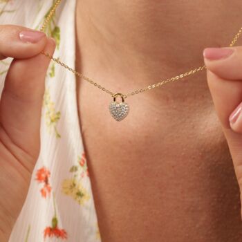 Gold Vermeil Pave Heart Pendant Necklace, 10 of 11