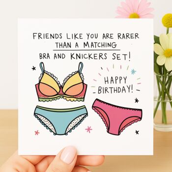 Friends Like You Are Rarer Than A Matching Bra And Knickers Set Birthday Card, 2 of 2