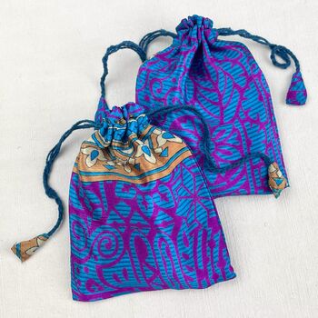 Fair Trade Recycled Sari Fabric Refillable Lavender Bag, 7 of 12