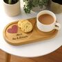 Personalised Tea And Biscuit Serving Tray With Leather Heart Detail, thumbnail 1 of 10