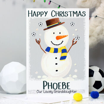 Grandchildren Snowman Football Christmas Card, 6 of 8