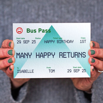 Personalised Bus Ticket Birthday Card, 2 of 3