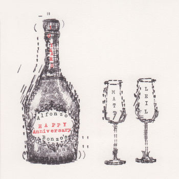 Personalised Champagne And Glasses Typewriter Art Print, 7 of 12
