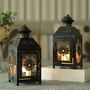 Set Of Two Black With Gold Brush Candle Lantern, thumbnail 4 of 6