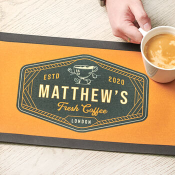 Personalised Coffee Label Kitchen Mat, 2 of 4