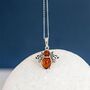 Baltic Amber Bumble Bee Necklace In Sterling Silver, thumbnail 2 of 12