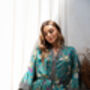 Satin Silky Turquoise Full Length Kimono Robe, thumbnail 6 of 9