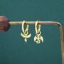 Mismatched Phoenix And Dragon Charm Huggie Hoop Earrings In Sterling Silver, thumbnail 5 of 12