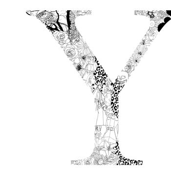 'Letter Y' Linear Illustration Print, 2 of 7