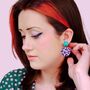 Turquoise And Orange, Leopard Print Drop Earrings, thumbnail 5 of 7