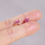 Pink Tourmaline October Birthstone 925 Silver Stud Earrings, thumbnail 1 of 9