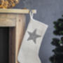 Large Winter White Stocking Grey Star Design, thumbnail 1 of 3