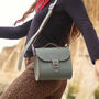 Leather Satchel Shoulder Bag In Stormy Sea Grey, thumbnail 2 of 6