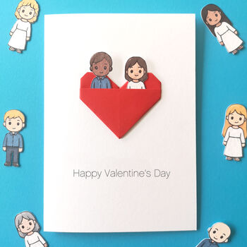 Personalised Couple Valentine's Day Origami Heart Card, 4 of 8