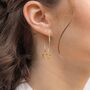 Handmade Hoop Earrings With Dainty Gold Hearts, thumbnail 2 of 7