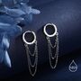 Sterling Silver Triple Chained Hoop Earrings, thumbnail 6 of 11