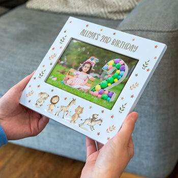 Personalised Safari Animals Pastel Picture Frame New Baby Gift, 3 of 7