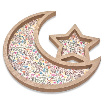 Floral Wooden Moon Star Eid Iftar Decorative Tray, 2 of 2