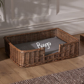 Personalised Wicker Basket Pet Bed With Cushion, 3 of 6