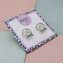 White Snow Globe Glitter Christmas Studs, thumbnail 2 of 4