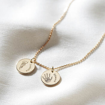 Personalised Circle Handprint Footprint Name Necklace By Button and ...