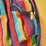 Handmade Rainbow Stripe Cotton Bohemian Backpack, thumbnail 2 of 3