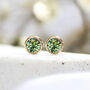 Yellow Gold Plated August Peridot Birthstone Stud Earrings, thumbnail 3 of 8