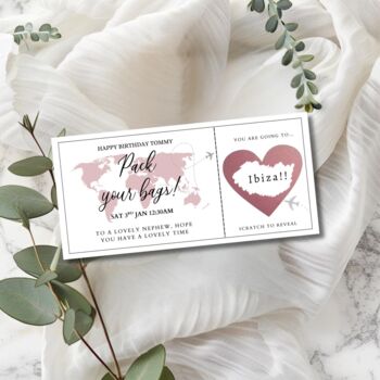 Holiday Scratch To Reveal Card, Surprise Birthday Voucher, Pack Your Bags Ticket, 4 of 6