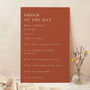 Caramel Autumn Colour Wedding Order Of The Day Sign, thumbnail 1 of 3