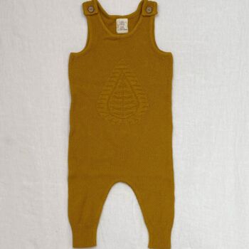 Leaf Chunky Knit Mustard Children's Dungarees, 7 of 10