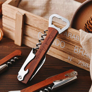 Personalised Wood Wine Bottle Opener, Corkscrew, 4 of 5