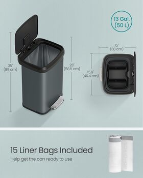 50 L Metal Kitchen Pedal Bin Waste Bin, 9 of 10