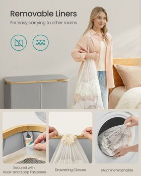 Four Section Laundry Basket Sorter Hamper, 6 of 7