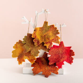 5x Autumnal Leaf Hanging Decorations, 2 of 6
