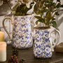 Solene Blue Botanical Pitcher Jug Vase, thumbnail 1 of 9