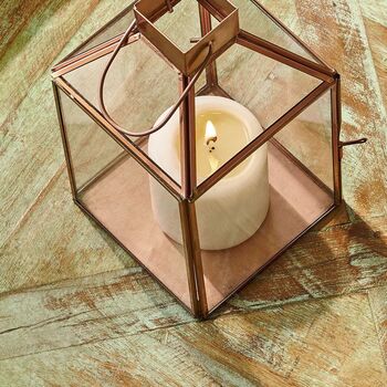 Copper Finish Glass Candle Holder Table, 3 of 3