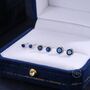 Sterling Silver Sapphire Blue Cz Bezel Stud Earrings, thumbnail 1 of 12