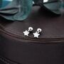 Tiny Star Screw Back Earrings In Sterling Silver, thumbnail 2 of 12