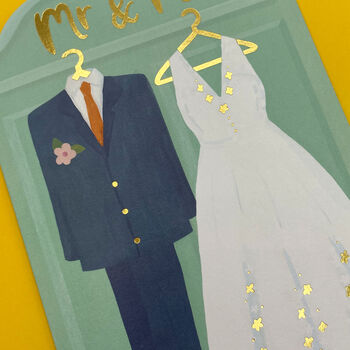 'Mr And Mrs' Wedding Outfits Wedding Card, 2 of 2