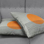 Orange Sun And Black Lines On Grey Cushion Cover, thumbnail 4 of 7