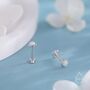 Sterling Silver Tiny 3mm White Opal Earrings, thumbnail 4 of 12