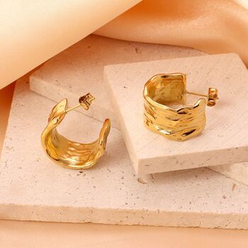 Wide Textured Hoop In Gold/Silver, 2 of 5