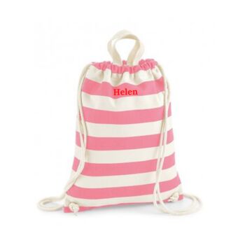 Nautical Striped Cotton Drawstring Bag Backpack, 7 of 12