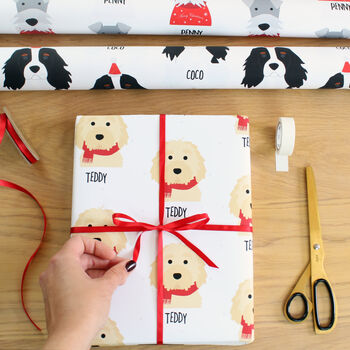 Personalised Christmas Dog Wrapping Paper, Large Sheets, 3 of 12